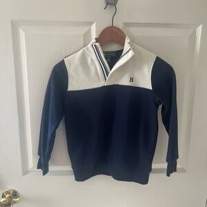 Brooks Brothers Navy and White Zip-Up Sweater